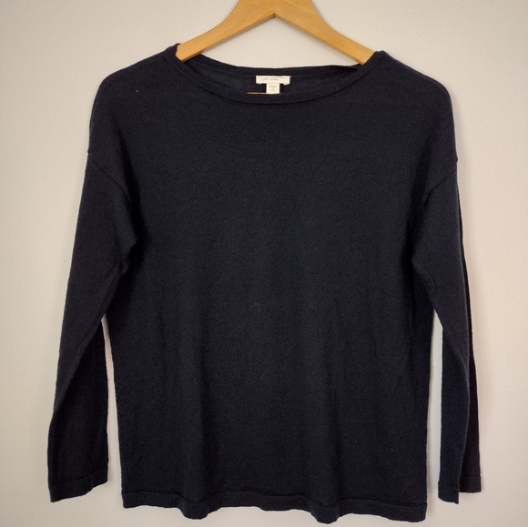 100% merino wool J.‎ Jill lightweight navy pullover sweater - Picture 1 of 4